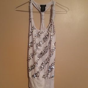 White deb sequined tank top size small